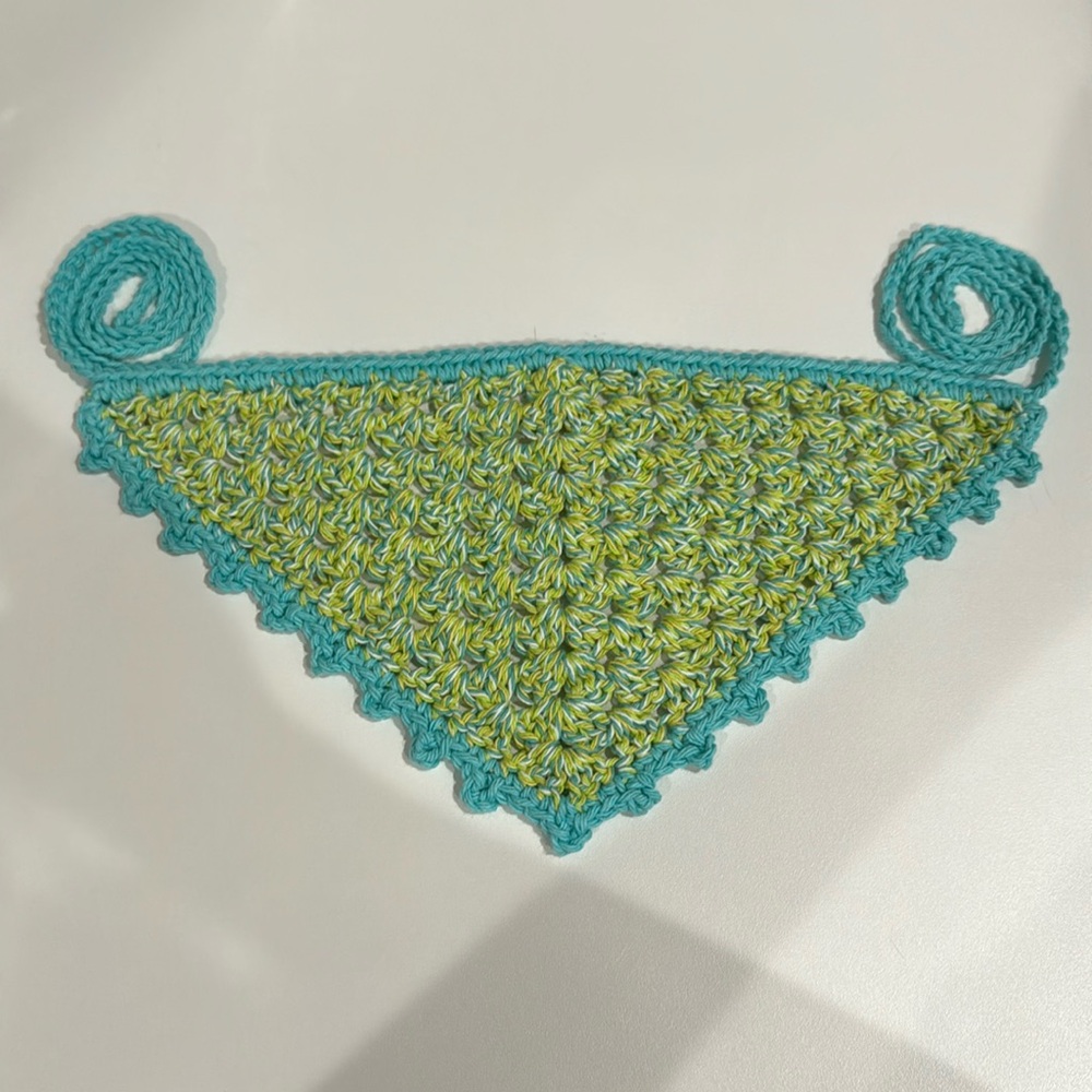 Handmade Crochet bandana, turquoise and green